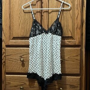 Victoria's Secret Black & White Polka Dot Lace Romper